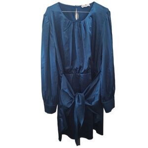 Grace Karin Aquamarine Satin Opal Tie Waist Dress